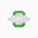 Load image into Gallery viewer, Art Deco Style French Cut Sapphire Ring With Diamond - Shahin Jewelry