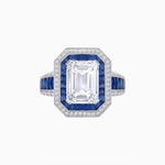 Load image into Gallery viewer, Art Deco Style French Cut Sapphire Ring With Diamond - Shahin Jewelry
