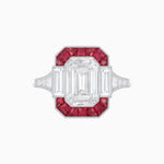 Load image into Gallery viewer, Art Deco Style French Cut Sapphire Ring With Diamond - Shahin Jewelry