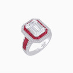 Load image into Gallery viewer, Art Deco Style French Cut Sapphire Ring With Diamond - Shahin Jewelry