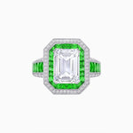 Load image into Gallery viewer, Art Deco Style French Cut Sapphire Ring With Diamond - Shahin Jewelry