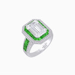 Load image into Gallery viewer, Art Deco Style French Cut Sapphire Ring With Diamond - Shahin Jewelry