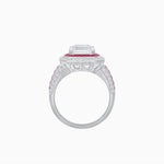 Load image into Gallery viewer, Art Deco Style French Cut Sapphire Ring With Diamond - Shahin Jewelry