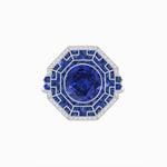 Load image into Gallery viewer, Art Deco Style French Cut Sapphire Ring With Diamond - Shahin Jewelry