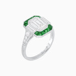 Load image into Gallery viewer, Art Deco Style French Cut Sapphire Ring With Diamond - Shahin Jewelry