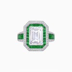 Load image into Gallery viewer, Art Deco Style French Cut Sapphire Ring With Diamond - Shahin Jewelry