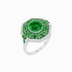 Load image into Gallery viewer, Art Deco Style French Cut Sapphire Ring With Diamond - Shahin Jewelry
