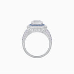 Load image into Gallery viewer, Art Deco Style French Cut Sapphire Ring With Diamond - Shahin Jewelry