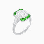 Load image into Gallery viewer, Art Deco Style French Cut Sapphire Ring With Diamond - Shahin Jewelry