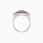 Load image into Gallery viewer, Art Deco Style French Cut Sapphire Ring With Diamond - Shahin Jewelry
