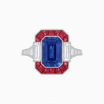 Load image into Gallery viewer, Art Deco Style French Cut Sapphire Ring With Gemstone - Shahin Jewelry