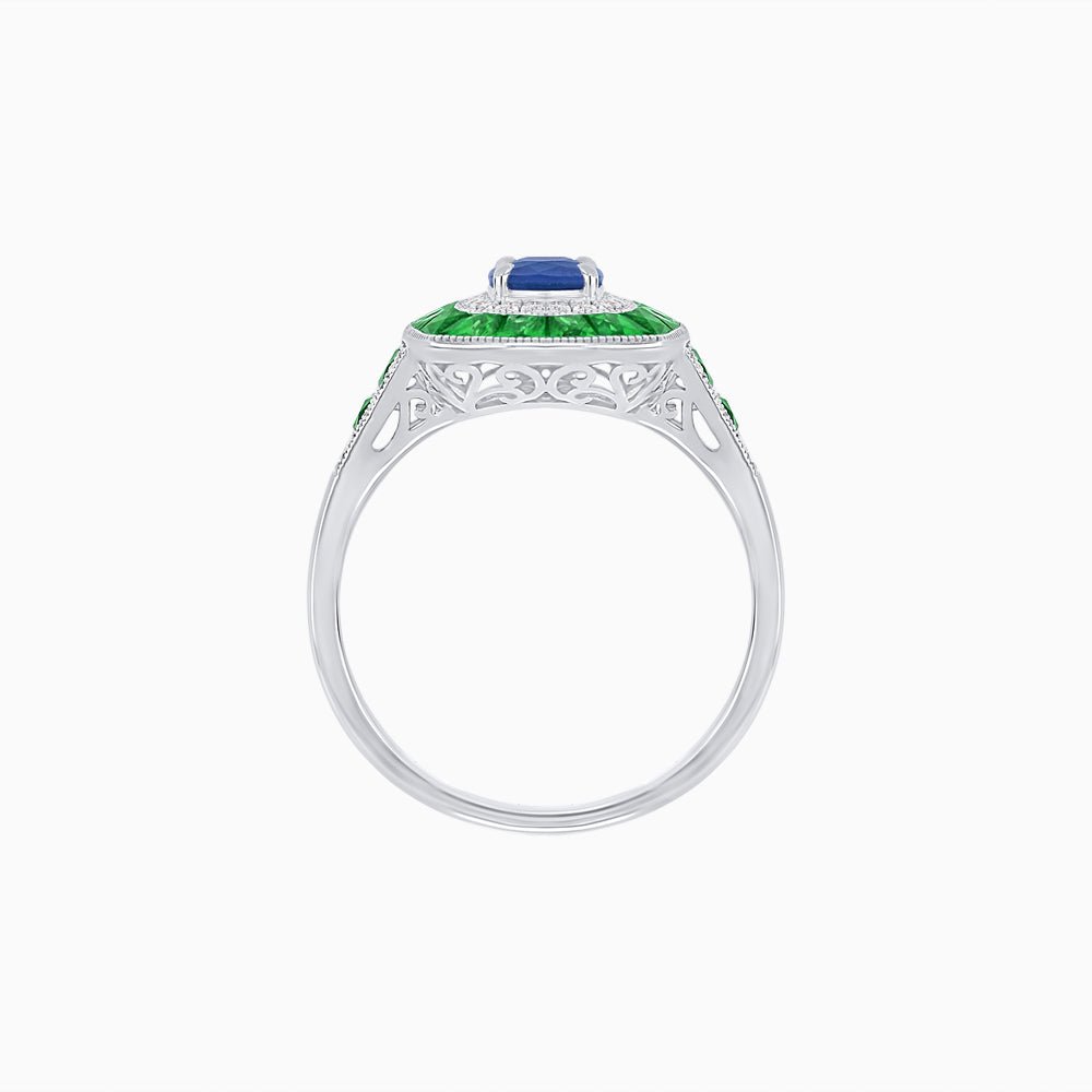 Art Deco Style Gemstone Engagement Ring - Shahin Jewelry