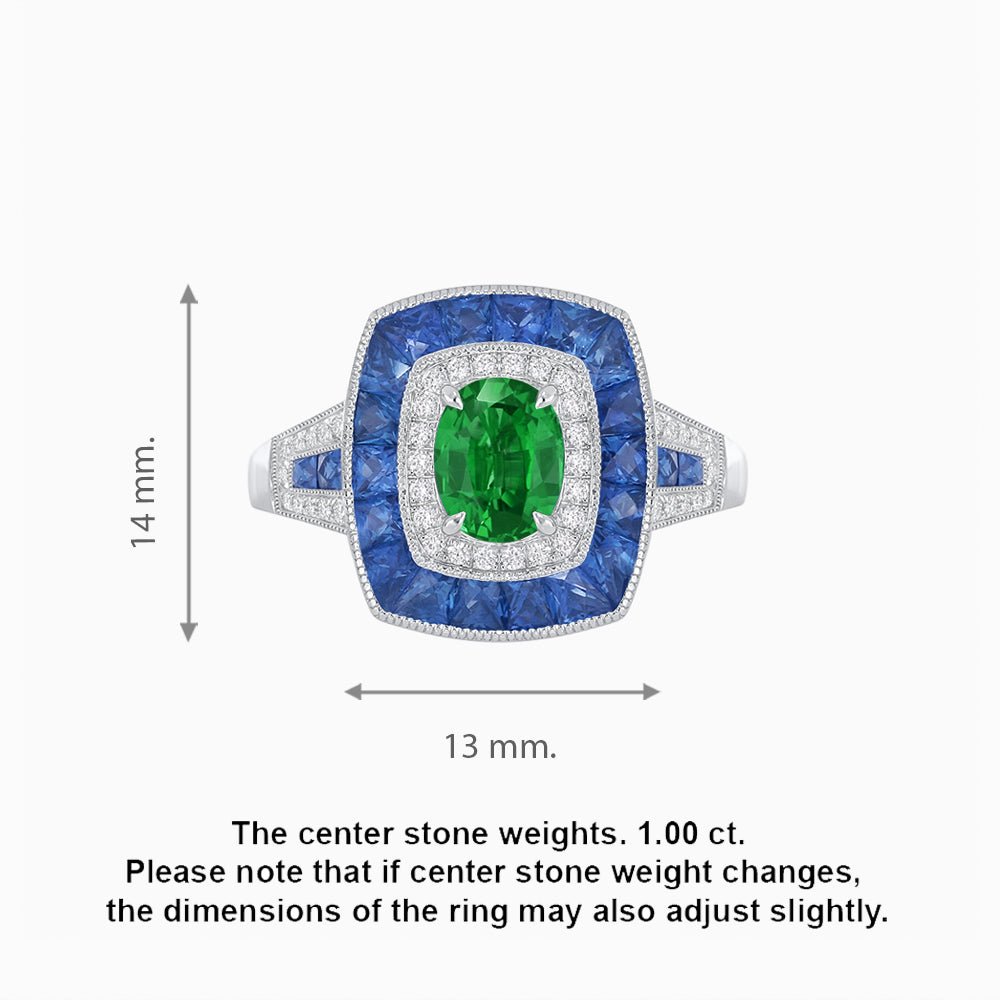 Art Deco Style Gemstone Engagement Ring - Shahin Jewelry