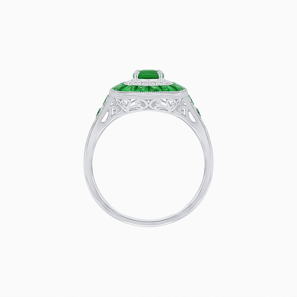 Art Deco Style Gemstone Engagement Ring - Shahin Jewelry