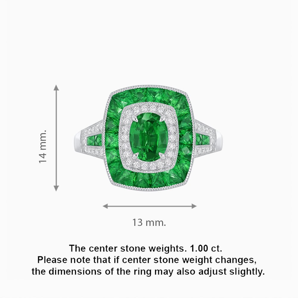Art Deco Style Gemstone Engagement Ring - Shahin Jewelry
