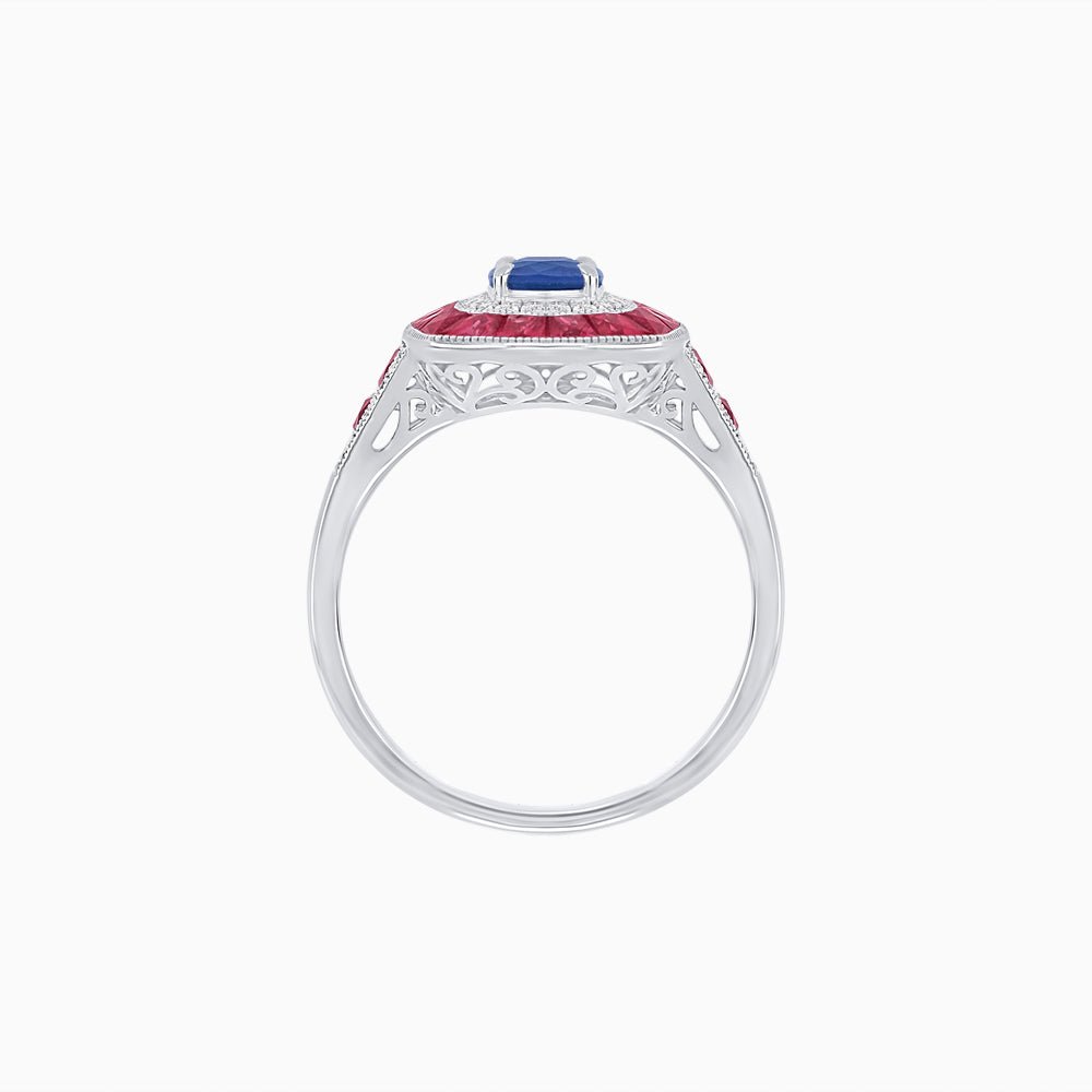 Art Deco Style Gemstone Engagement Ring - Shahin Jewelry