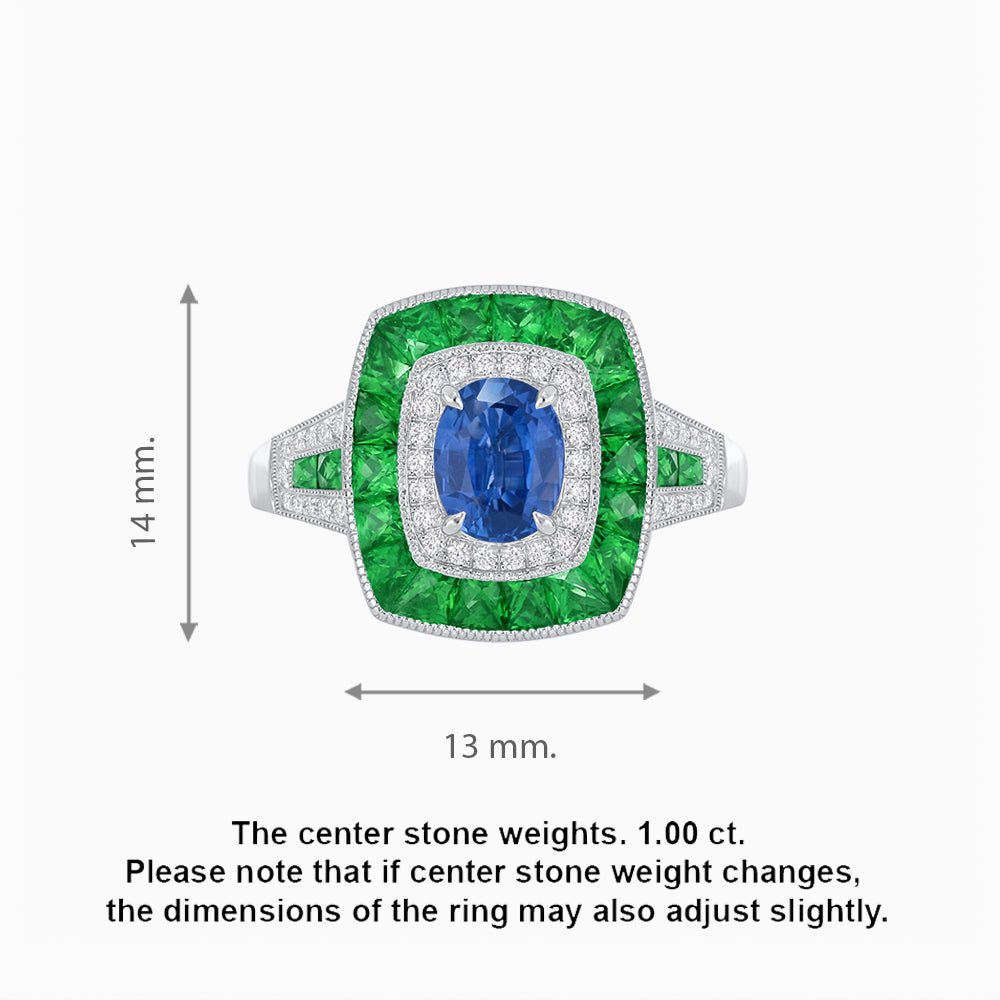Art Deco Style Gemstone Engagement Ring - Shahin Jewelry