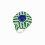 Load image into Gallery viewer, Art Deco Style Geometric Cocktail Ring with Gemstone - Shahin Jewelry