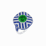 Load image into Gallery viewer, Art Deco Style Geometric Cocktail Ring with Gemstone - Shahin Jewelry