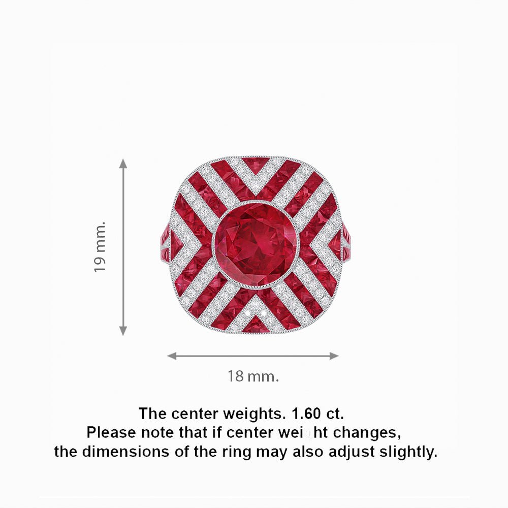 Art Deco Style Geometric Cocktail Ring with Gemstone - Shahin Jewelry