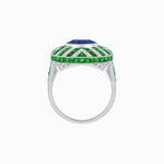Load image into Gallery viewer, Art Deco Style Geometric Cocktail Ring with Gemstone - Shahin Jewelry