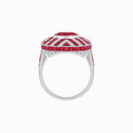 Load image into Gallery viewer, Art Deco Style Geometric Cocktail Ring with Gemstone - Shahin Jewelry