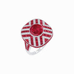 Load image into Gallery viewer, Art Deco Style Geometric Cocktail Ring with Gemstone - Shahin Jewelry