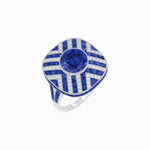 Load image into Gallery viewer, Art Deco Style Geometric Cocktail Ring with Gemstone - Shahin Jewelry