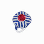 Load image into Gallery viewer, Art Deco Style Geometric Cocktail Ring with Gemstone - Shahin Jewelry