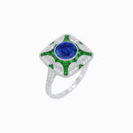 Load image into Gallery viewer, Art Deco Style Geometric Engagement Ring With Gemstone - Shahin Jewelry