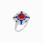 Load image into Gallery viewer, Art Deco Style Geometric Engagement Ring With Gemstone - Shahin Jewelry