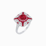 Load image into Gallery viewer, Art Deco Style Geometric Engagement Ring With Gemstone - Shahin Jewelry