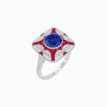 Load image into Gallery viewer, Art Deco Style Geometric Engagement Ring With Gemstone - Shahin Jewelry