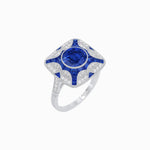 Load image into Gallery viewer, Art Deco Style Geometric Engagement Ring With Gemstone - Shahin Jewelry