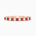 Load image into Gallery viewer, Art Deco Style Half Band with Diamond and Square - cut Ruby in 14K Yellow Gold - Shahin Jewelry