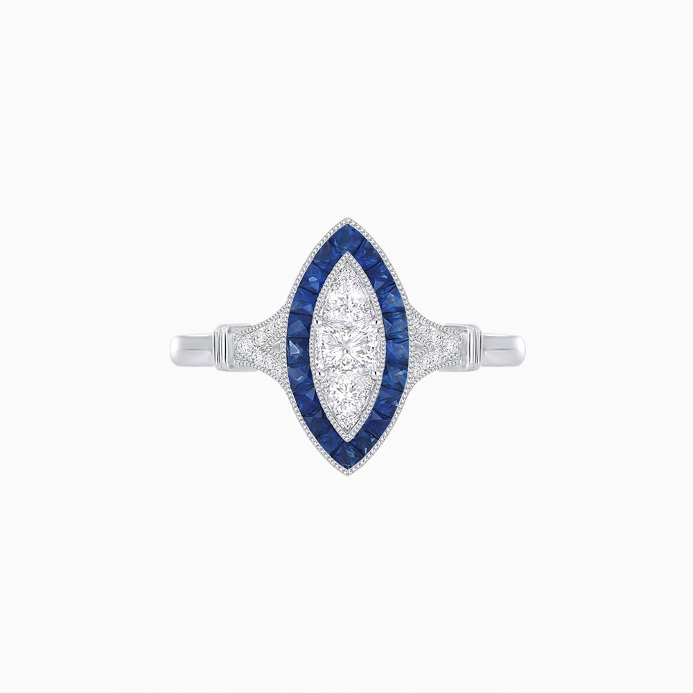 Art Deco Style Illusion Marquise Diamond Ring - Shahin Jewelry