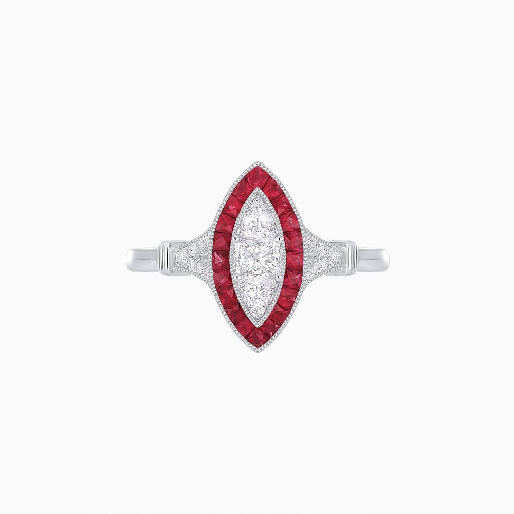 Art Deco Style Illusion Marquise Diamond Ring - Shahin Jewelry