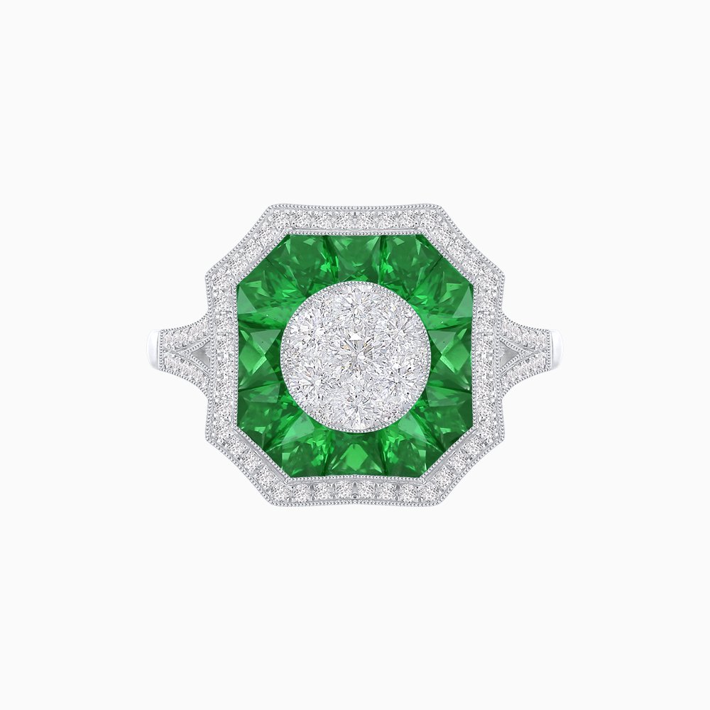 Art Deco Style Illusion Setting Diamond Ring - Shahin Jewelry
