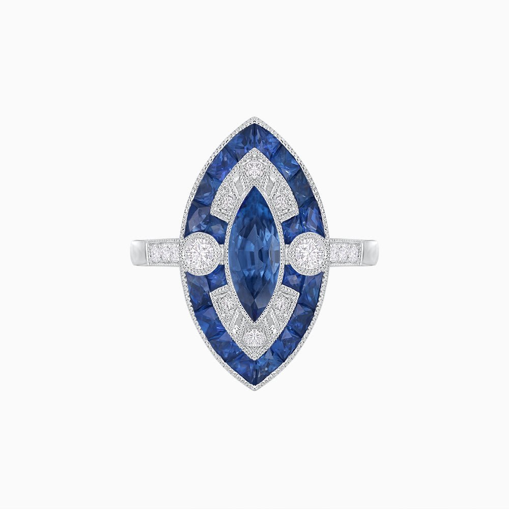 Art Deco Style Marquise Calibrated Ring - Shahin Jewelry
