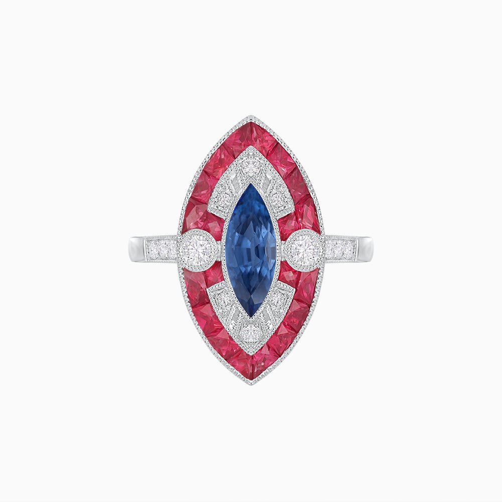 Art Deco Style Marquise Calibrated Ring - Shahin Jewelry