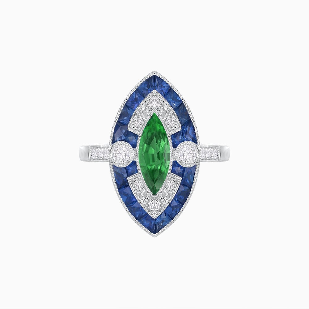 Art Deco Style Marquise Calibrated Ring - Shahin Jewelry