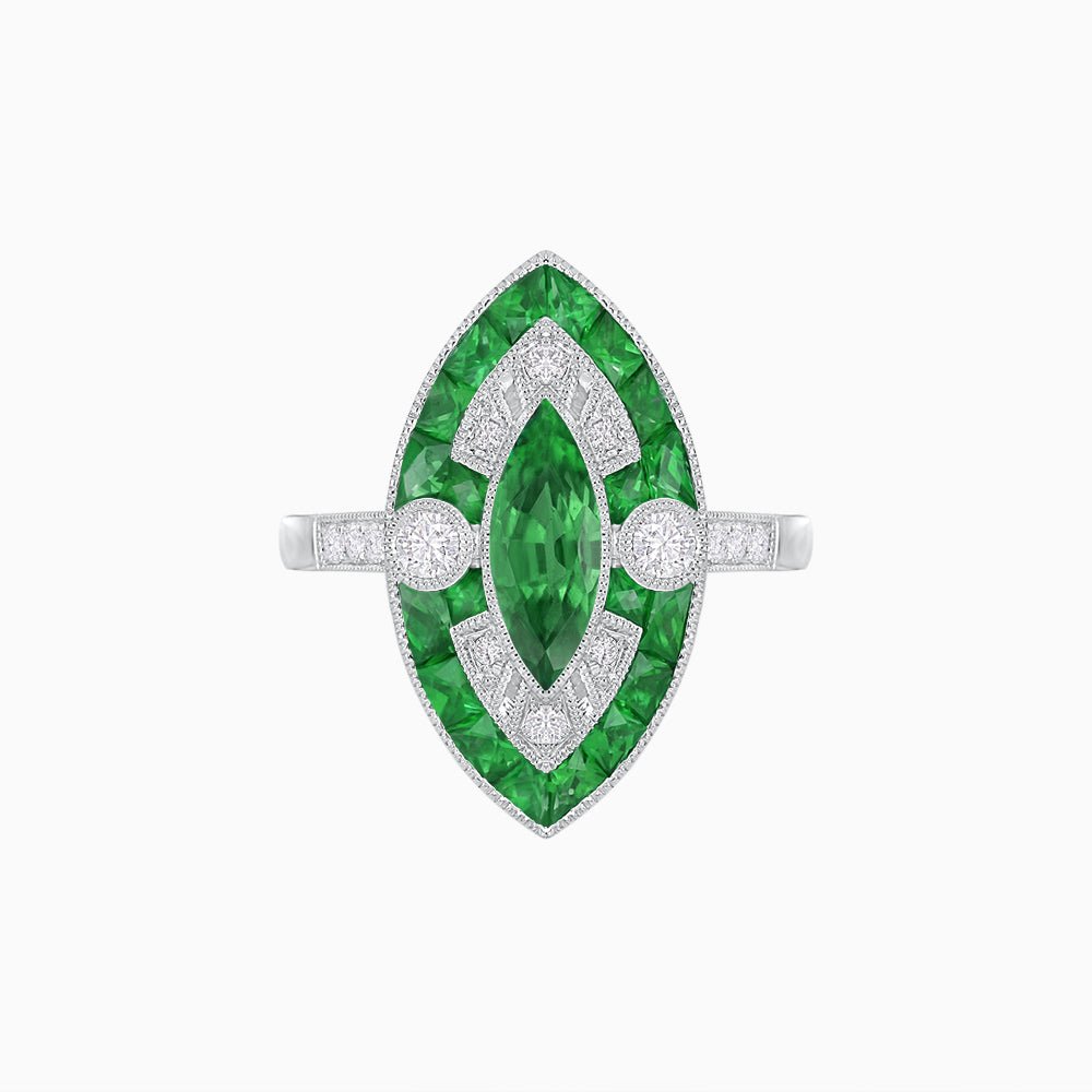 Art Deco Style Marquise Calibrated Ring - Shahin Jewelry
