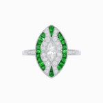 Load image into Gallery viewer, Art Deco Style Marquise Center Clover Ring with Diamond - Shahin Jewelry