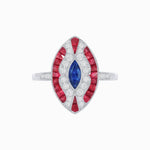 Load image into Gallery viewer, Art Deco Style Marquise Center Clover Ring withGemstone - Shahin Jewelry