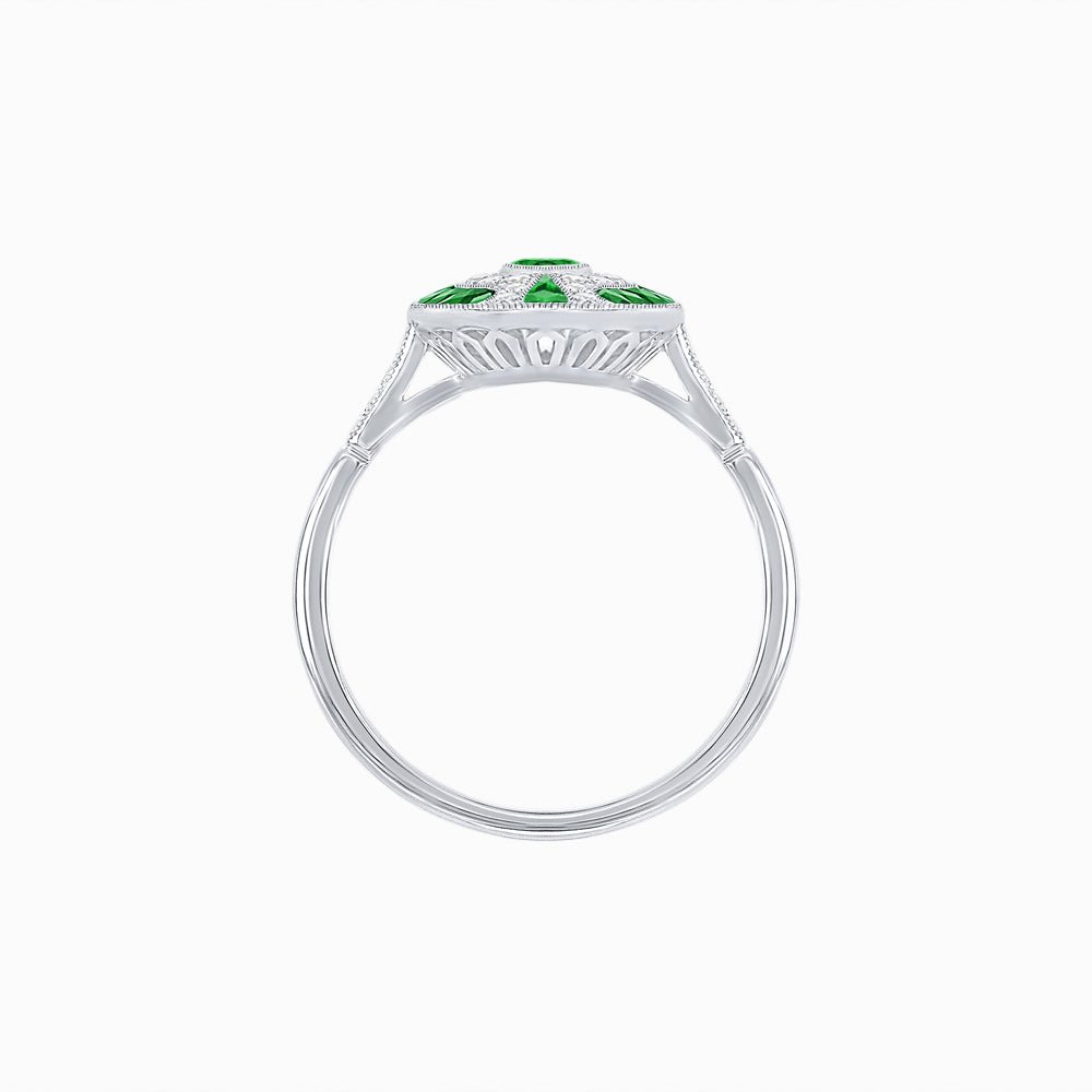 Art Deco Style Marquise Center Clover Ring withGemstone - Shahin Jewelry