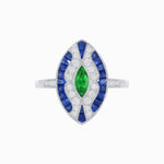 Load image into Gallery viewer, Art Deco Style Marquise Center Clover Ring withGemstone - Shahin Jewelry