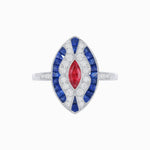 Load image into Gallery viewer, Art Deco Style Marquise Center Clover Ring withGemstone - Shahin Jewelry