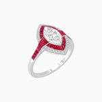 Load image into Gallery viewer, Art Deco Style Marquise Cut Ring with Double Halo Featuring Gemstone and Diamond Halo - Shahin Jewelry