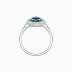Load image into Gallery viewer, Art Deco Style Marquise Cut Ring with Double Halo Featuring Gemstone and Diamond Halo - Shahin Jewelry