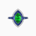 Load image into Gallery viewer, Art Deco Style Marquise Cut Ring with Double Halo Featuring Gemstone and Diamond Halo - Shahin Jewelry